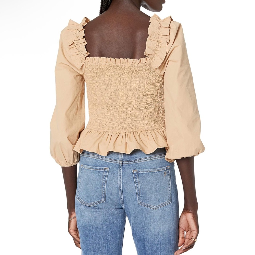 NWT The Drop Tan Marisol Ruffled Smocked Top Size M - Picture 2 of 4